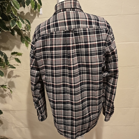 Jachs Mens Large Grey & Black Plaid Cotton Button-Up Long Sleeve Shirt Flannel. - Picture 5 of 13